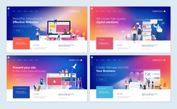 Set of effective website template designs. Modern flat design vector illustration concepts of web page design for website and mobile website development. Easy to edit and customize.