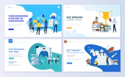 Set of web page design templates for staff education, consulting, college, education app. Modern vector illustration concepts for website and mobile website development. 