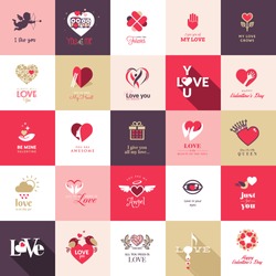 Big set of icons for Valentines day, Mothers day, wedding, love and romantic events