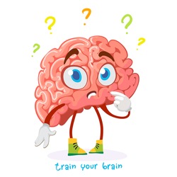 cartoon character mascot brain puzzled question