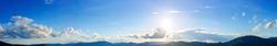 fluffy clouds on the blue sky in afternoon. beautiful nature background. panoramic view