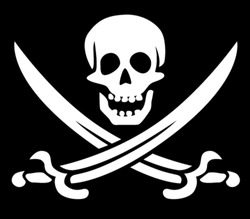 Jolly Roger skull and crossed swords symbol