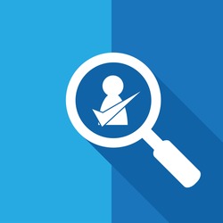 Search / Find Right Candidate sign /symbol with long shadow design - talent acquisition / hiring process / recruitment