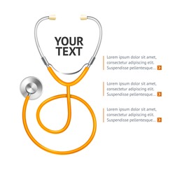 Orange Stethoscope with Place for Your Text. Vector illustration