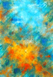 Abstract hand drawn paint background: blue, red, and yellow patterns. Great for art texture, grunge design, and vintage paper