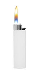 Lighter with fire on white background