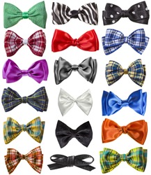  Collection set of colorful ribbon bows isolation on a white background