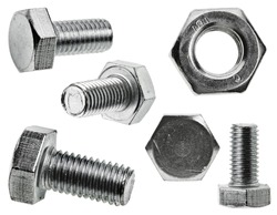  various views of the bolt and nut , Closeup  isolated on a white background