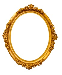 vintage gold frame, isolated on white 