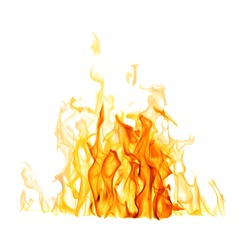 yellow flames isolated on white background