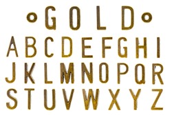 Gold Font, Retro style font face or Font type letter A to Z