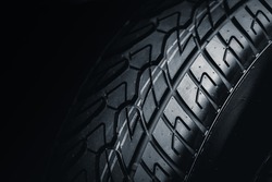 Clean Tyre, black new shiny car tire background
