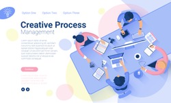 Flat design  web page template for creative business  process and  business strategy. Trendy vector  illustration concept for website and mobile app.