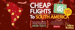 Cheap Flight To South America 1500x600 Banner Vector Illustration