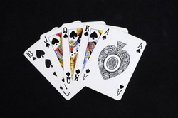 Poker hand, Royal Flush, England, UK, Western Europe.