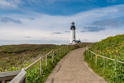 Yaquina Head Lighthouse on the Pacific Coast in Central Oregon.