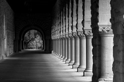 Stone Column of Pillars and Light in black and white.