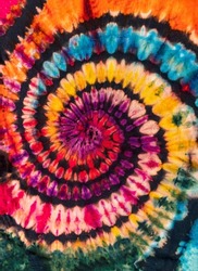 Current Fashion Trending Colorful Reverse Bleach Fabric Abstract Tie Dye Swirl Design