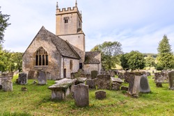Old English Church and Graveyard in Cotswolds of England
