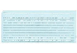 Vintage punched card for computer data storage - cool cyanotype