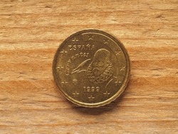 ten cents coin, Spanish side showing Miguel de Cervantes, currency of Spain, European Union