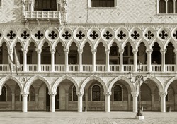 Architectural detail of Doge's palace in St Mark's Square in Venice (Palazzo Ducale), Italy
