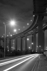 elevated highway or bridge at night