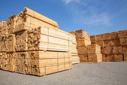 Wooden boards, lumber, industrial wood, timber. Pine wood timber 