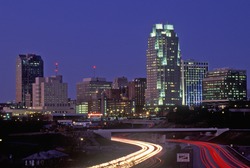 Skyline of Raleigh, NC at night