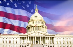 Digital composite: U.S. Capitol with American flag