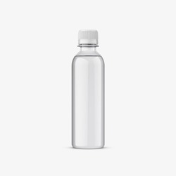 Mineral water glass bottle on white background. unlabeled mockup