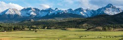 Cattle ranch below the Dallas divide mountains in Southwest Colorado