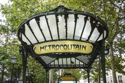 Art Nouveau entrance to Paris Metro subway