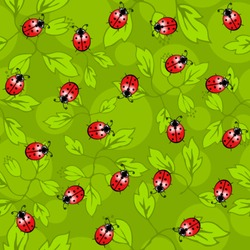 Seamless vector texture with ladybugs.