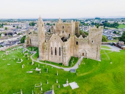 Aerial view over Rock of Cashel. A magnificent historic site located at Cashel, County Tipperary, Ireland.