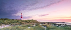 Lighthouse List and beautiful coastal landscape of the german North Sea Island Sylt, Germany, Europe