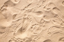 Messy footprints in the beach sand