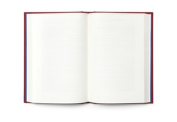 Blank open book isolated, top view