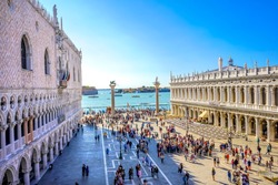 Doge's Palace Grand Canal Piazza San Marco Saint Mark's Square Venice Italy.  Famous Entrance to Saint Mark's Square