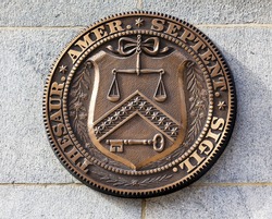Early Bronze Seal Sign Symbol US Treasury Department until 1968.  This seal was first used by Treasury in 1780 until 1968.