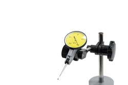 The isolate of the dial gauge and the stand .The industry measurement instrument.
