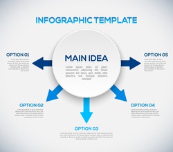 Infographics template with arrows and 3D circle. Different Way Infographics