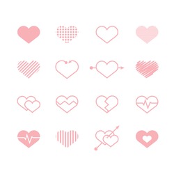 Heart shape vector icon set.