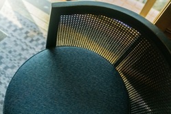 close up detail of rattan design pattern of dining chair design element top view,dining chair design close up detail home interior ideas concept