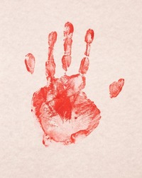 Red human palm imprint, sign of danger and prohibition
