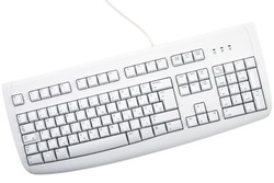 White keyboard is on white background.