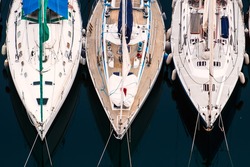 Luxury yachts dropped anchor in seaport of Monte Carlo, Monaco