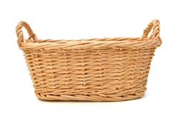 Vintage weave wicker basket isolated on white background