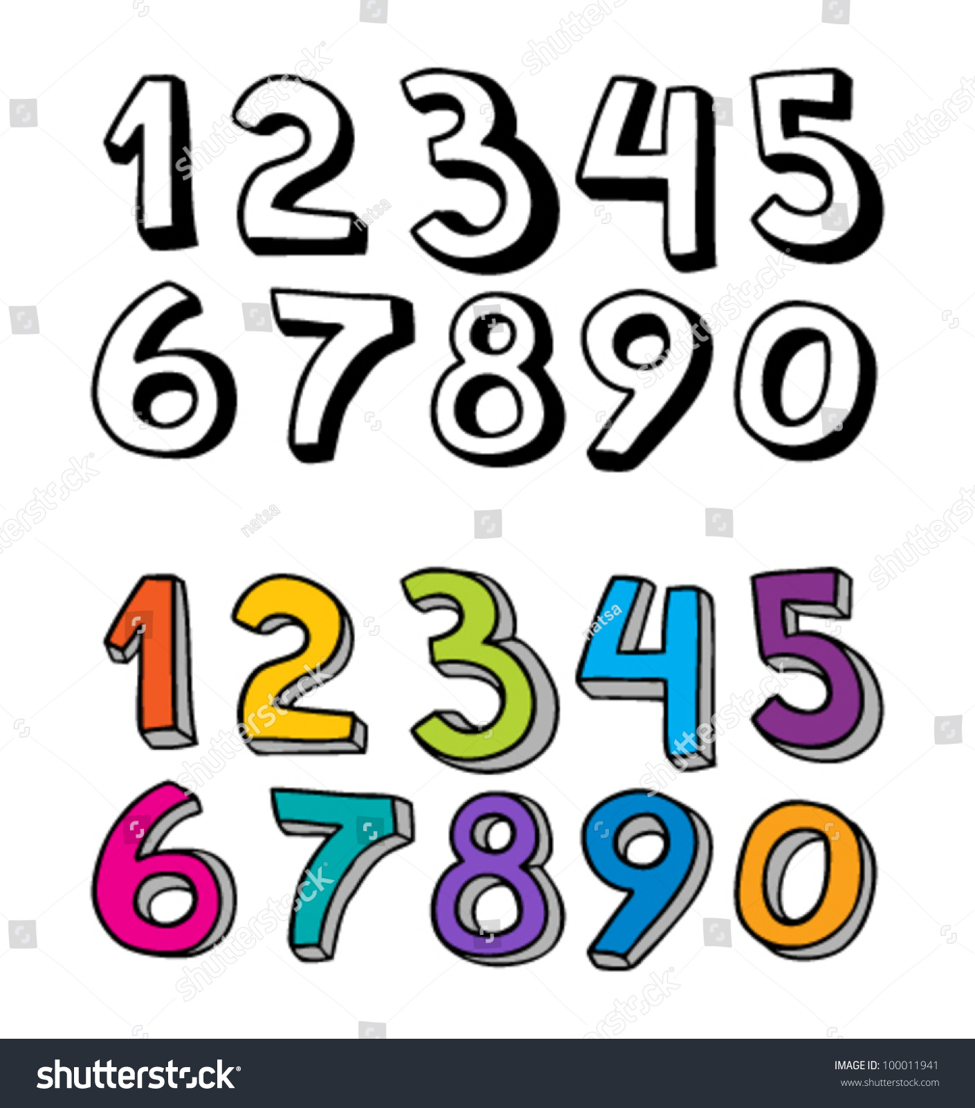 Set Numbers One Zero Different Colors Stock Vector (Royalty Free ...