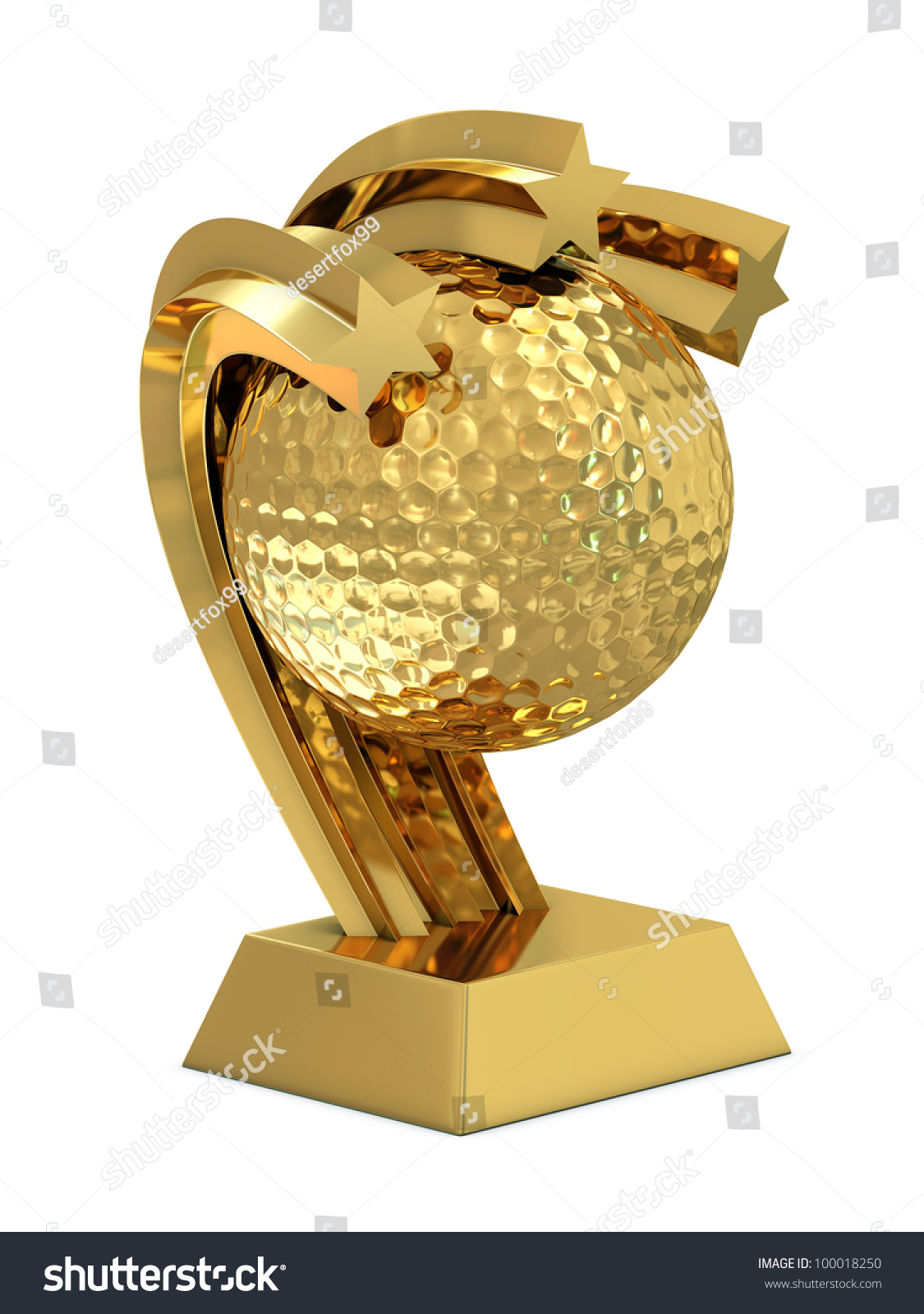 Golden Trophy Stars Golf Ball Isolated Stock Illustration 100018250 ...